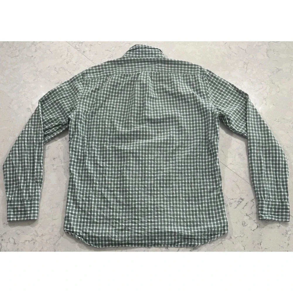 J.Crew Mens Large Green Gingham Plaid Slim Fit Long Sleeve Button Down Shirt